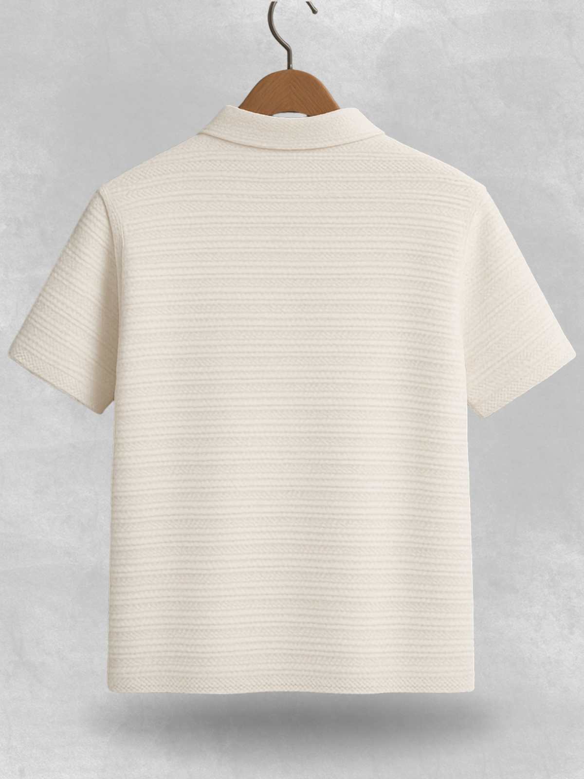 Zipped Knitted Thread Polo Shirt - Off White