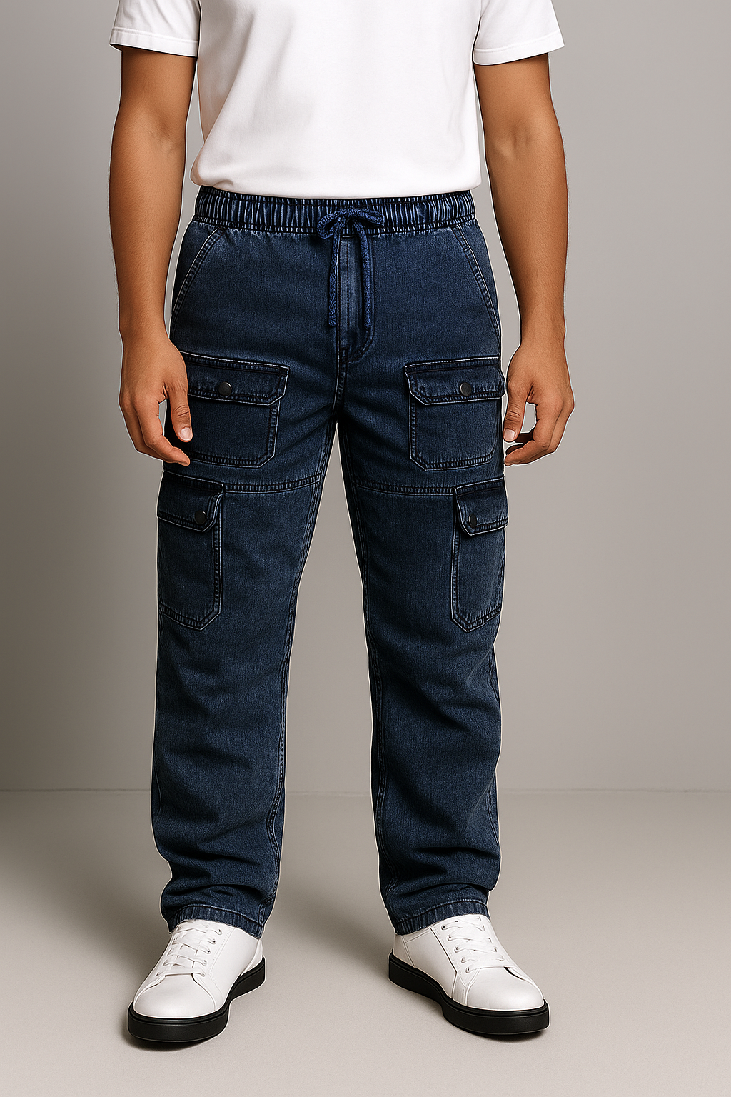 Loose bottom Cargo Denim - Blue Jeans