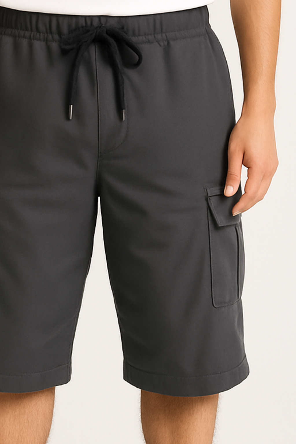 Charcoal Utility Three-Quarter Cargo Shorts