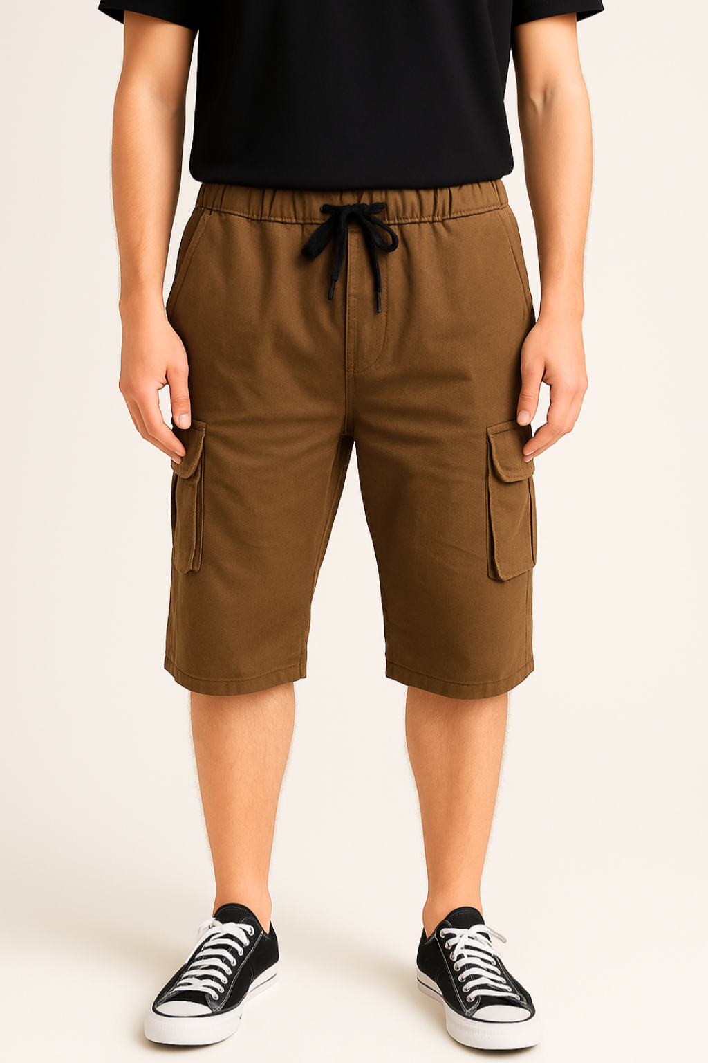 Mustard Utility Three-Quarter Cargo Shorts