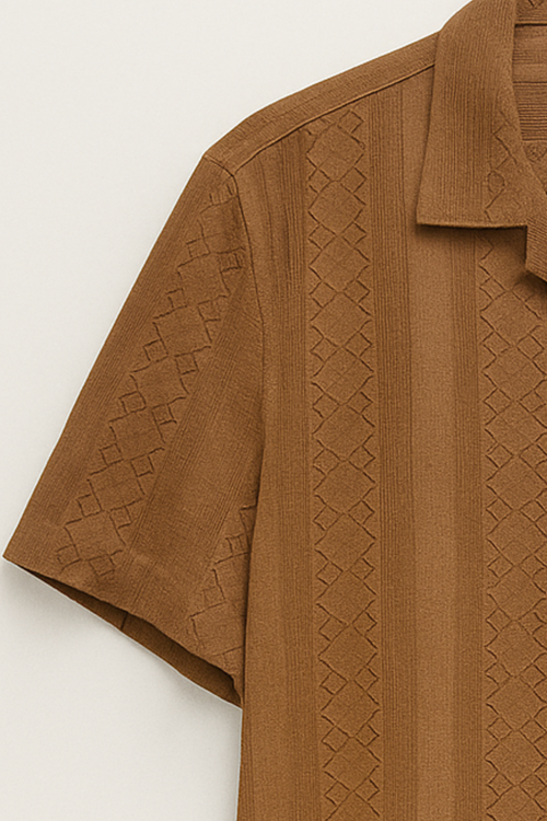 Air Breeth Cuban Collar Shirt - Brown