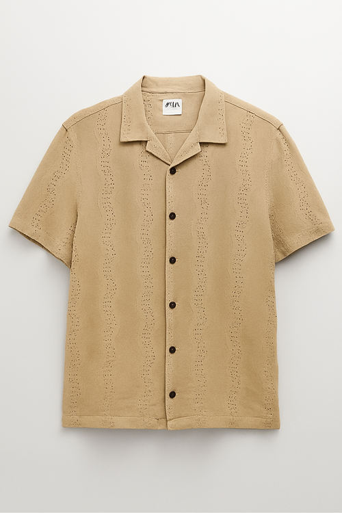 Air Breeth Cuban Collar Shirt - Beige