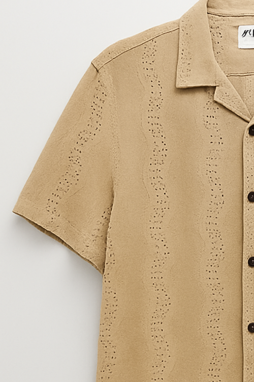 Air Breeth Cuban Collar Shirt - Beige
