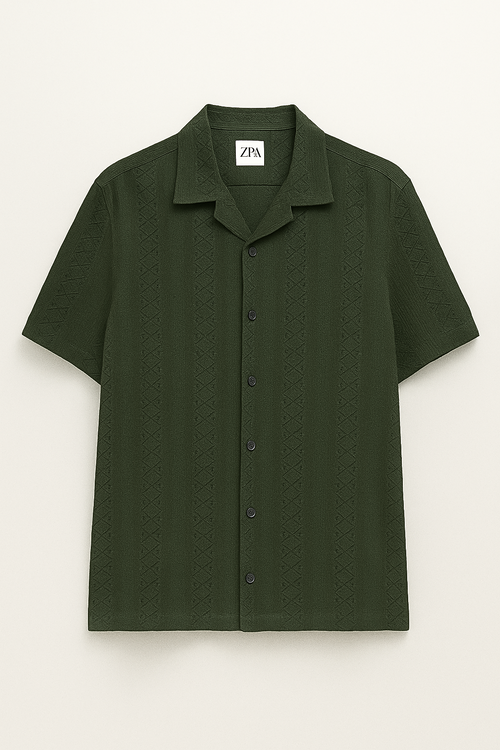 Air Breeth Cuban Collar Shirt - Dark Green