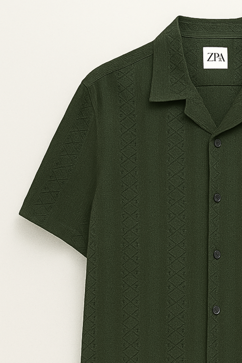 Air Breeth Cuban Collar Shirt - Dark Green