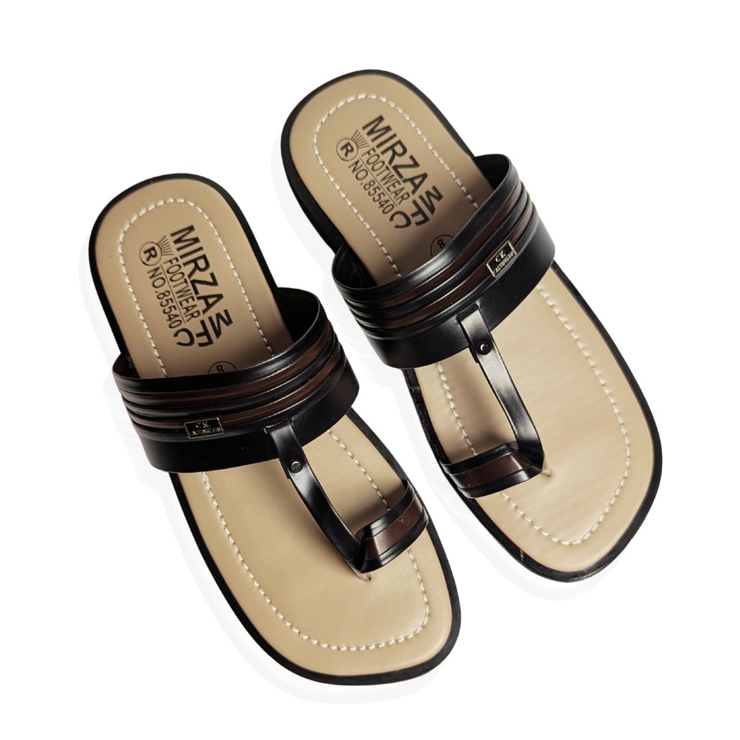 Mirza Tabi Kolahapuri Chappal - Black