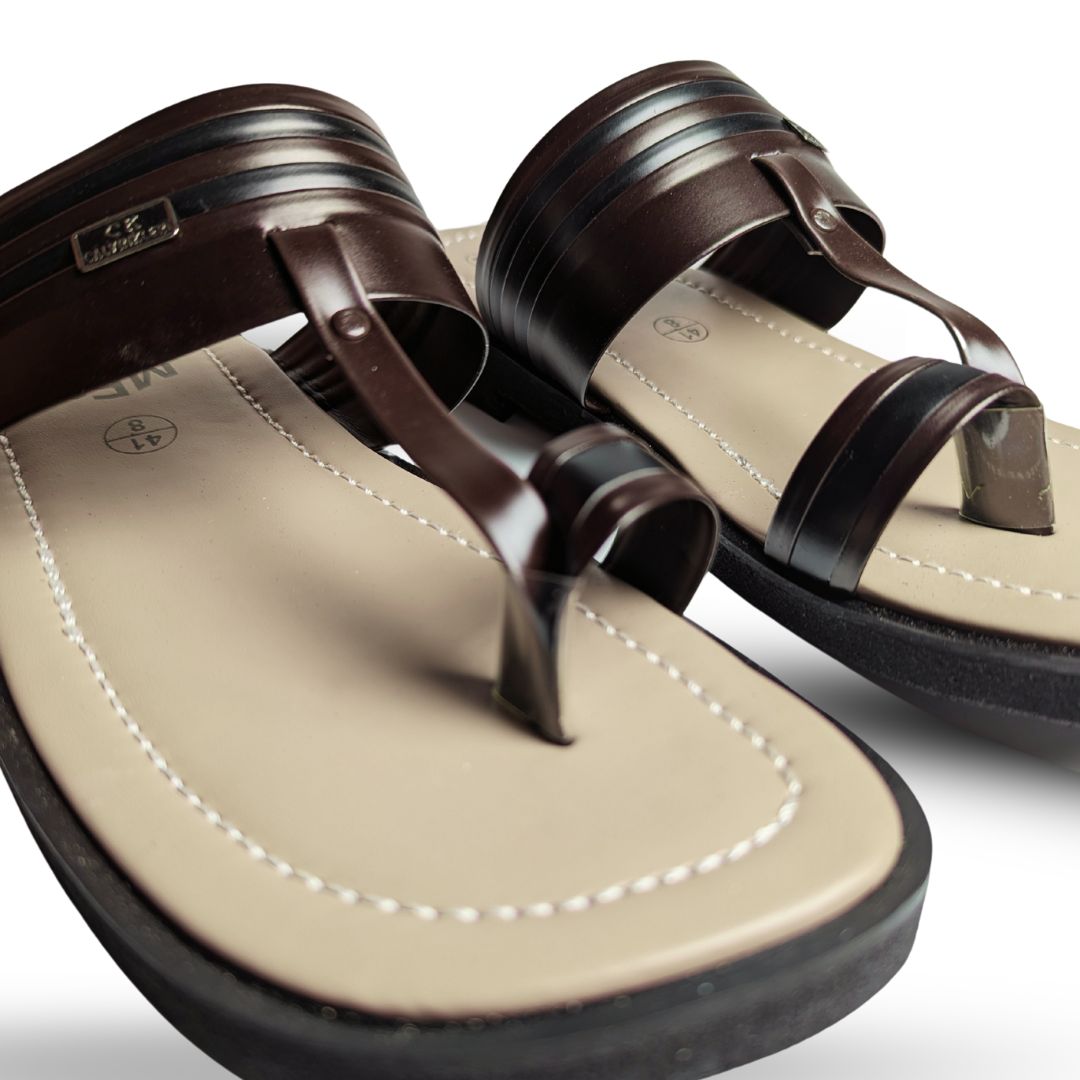 Mirza Tabi Kolahapuri Chappal - Brown