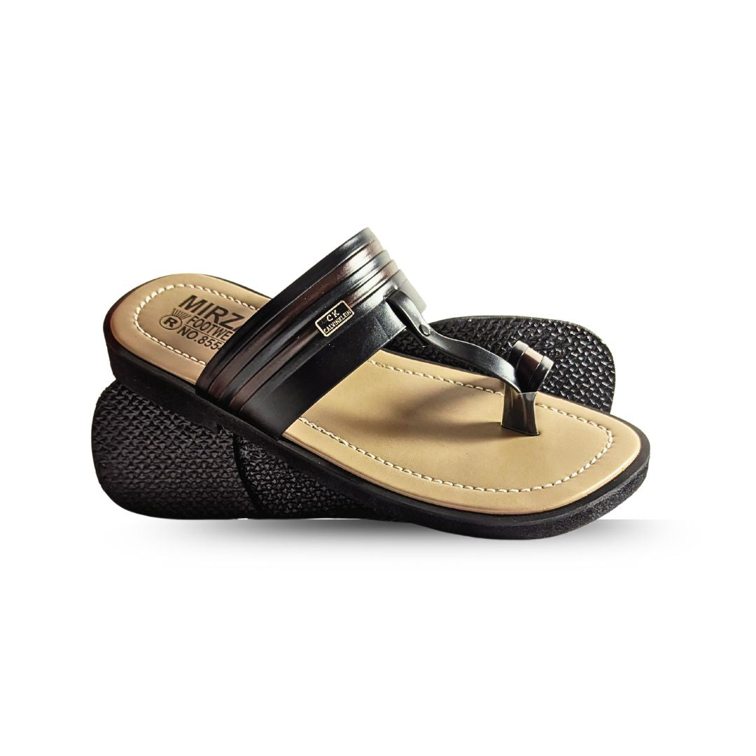 Mirza Tabi Kolahapuri Chappal - Black