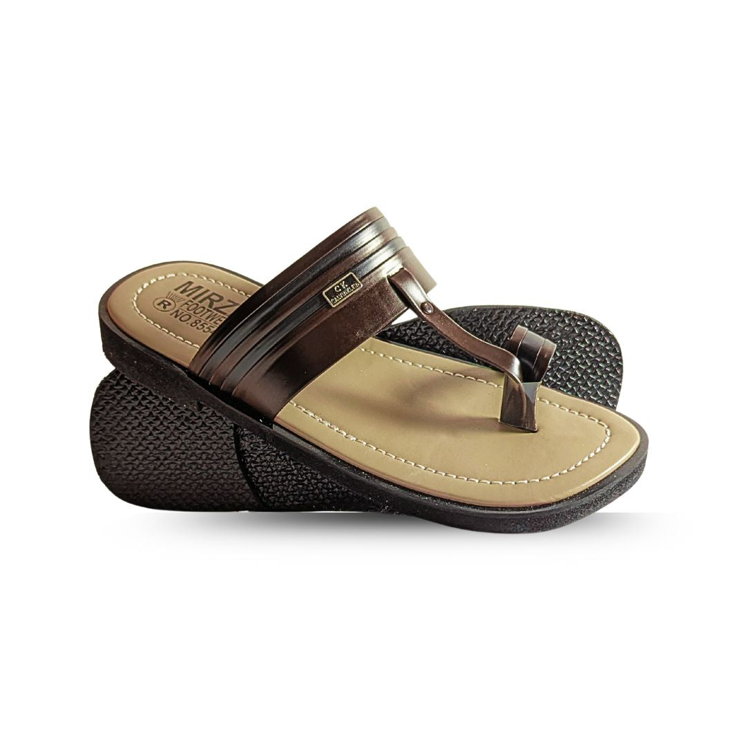 Mirza Tabi Kolahapuri Chappal - Brown