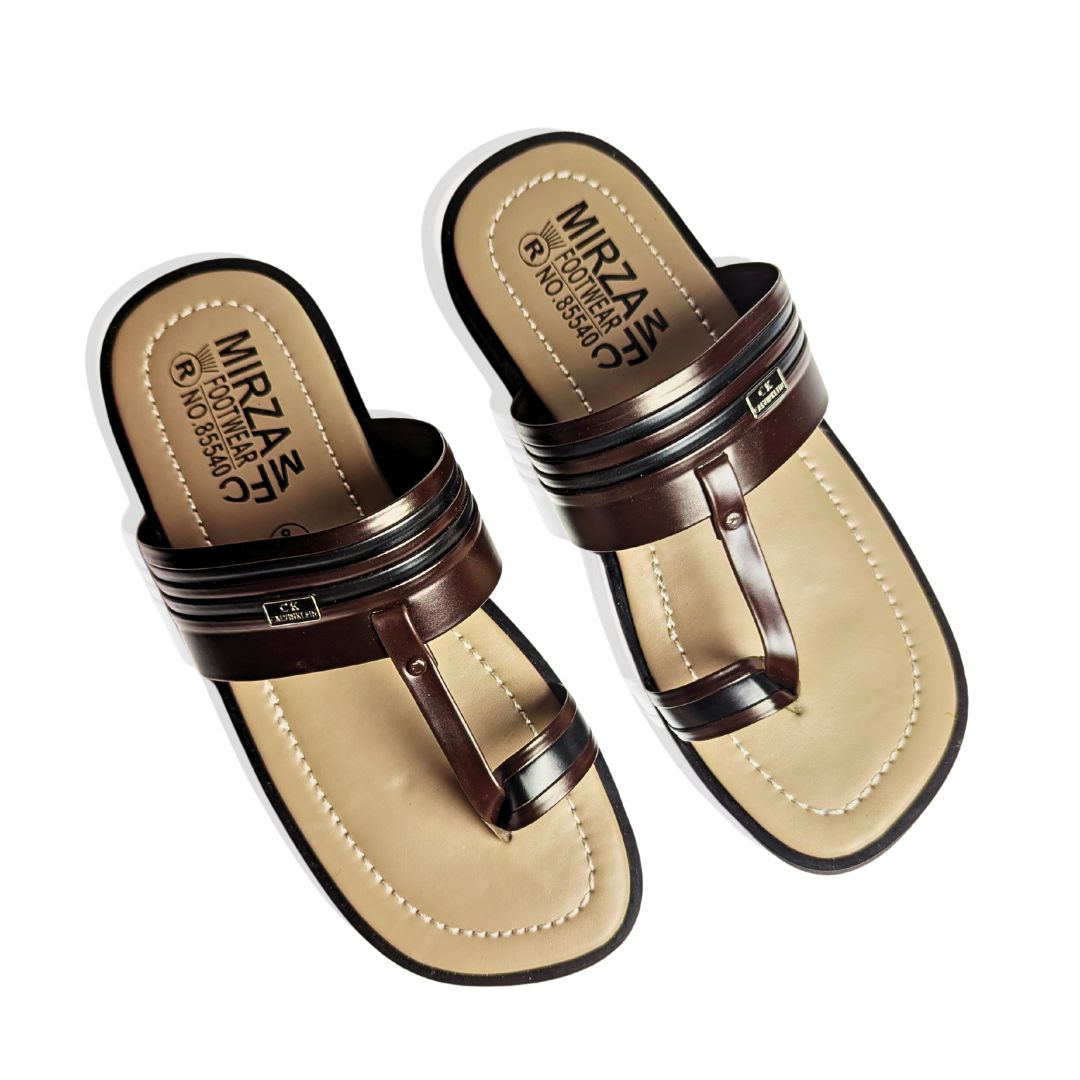 Mirza Tabi Kolahapuri Chappal - Brown