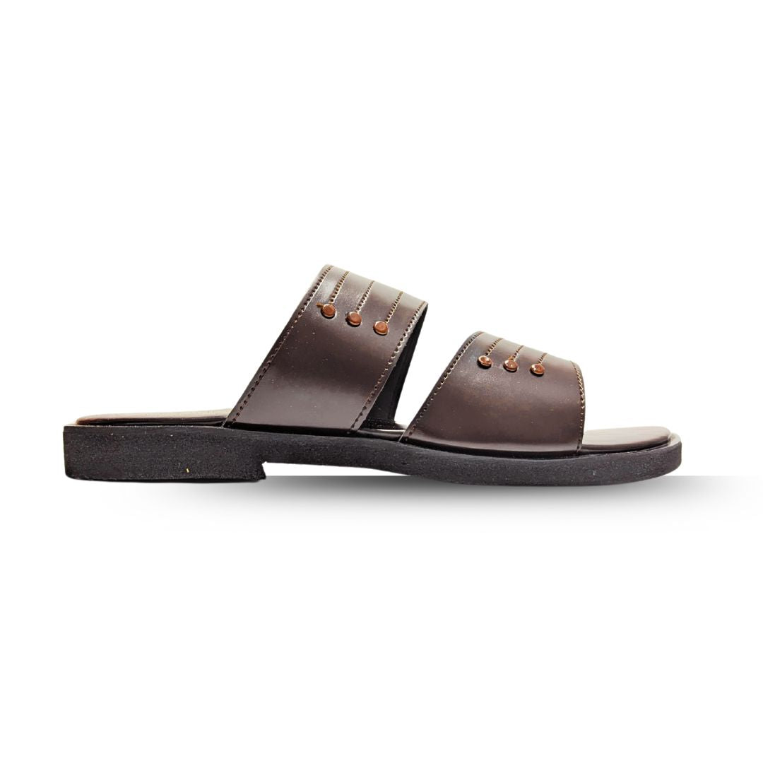 Mirza Norozi Button Chappal - Brown
