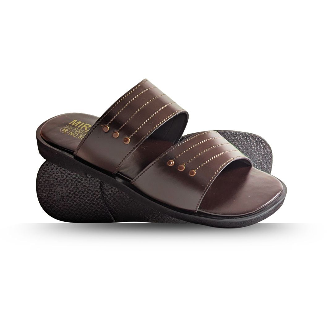 Mirza Norozi Button Chappal - Brown