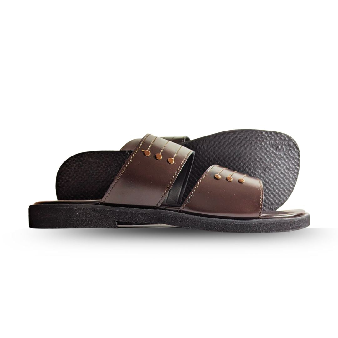 Mirza Norozi Button Chappal - Brown