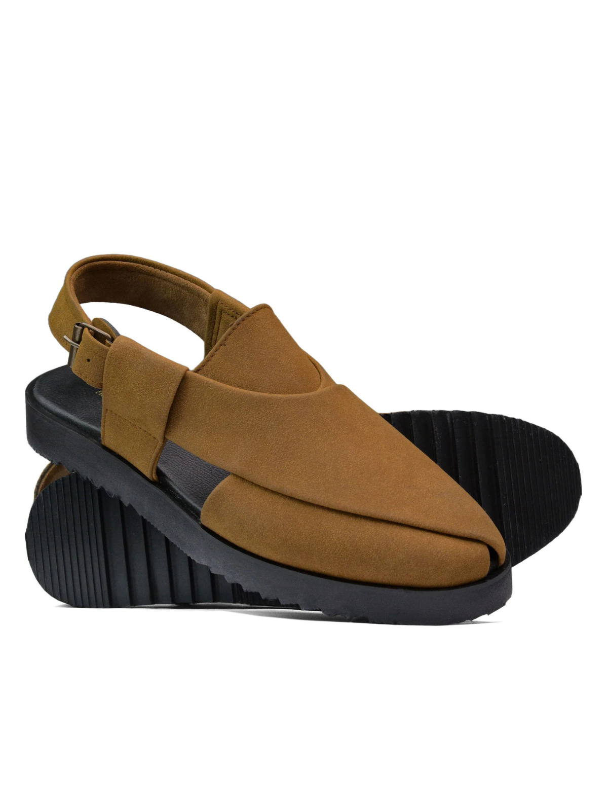 Suede Peshawari Sandals - Mustard