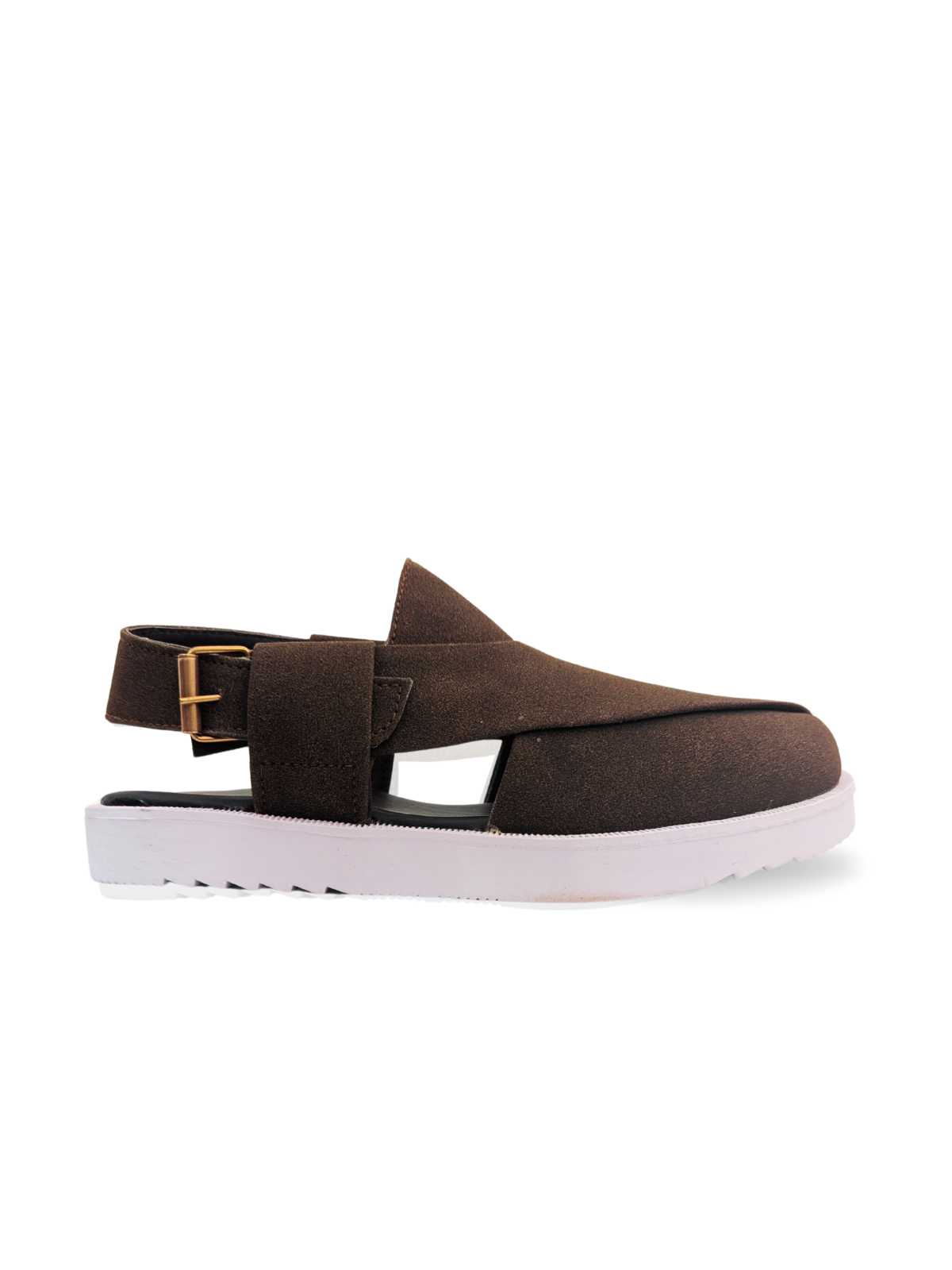 Suede Peshawari Sandals - White/Brown