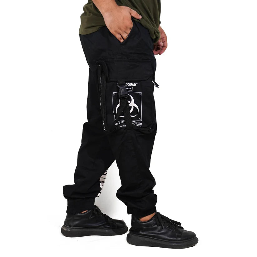 Black Squad Imported  Belted Cargo Trouser