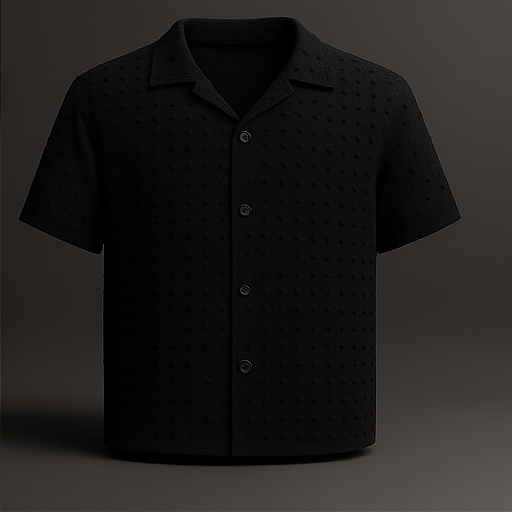 Dotted Cuban Collar Shirt - Black