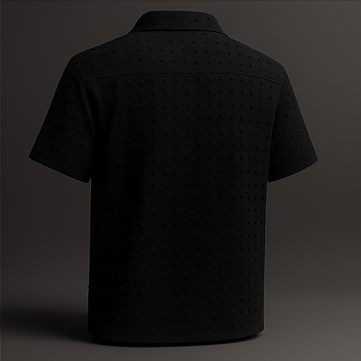 Dotted Cuban Collar Shirt - Black