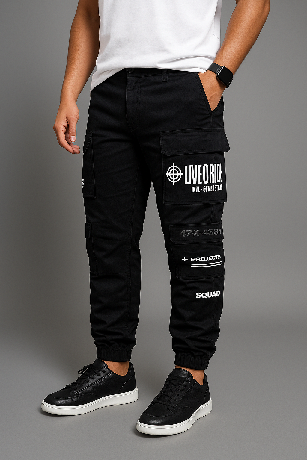 Black Squad Imported Live or Die Cargo Trouser