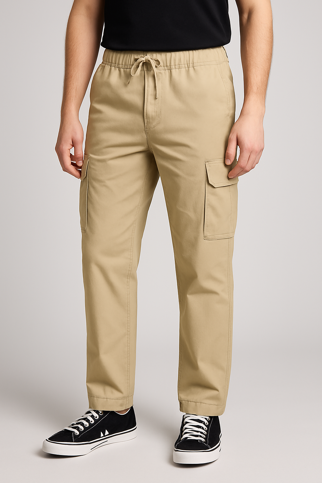 Beige Loose Bottom Cargo Trouser