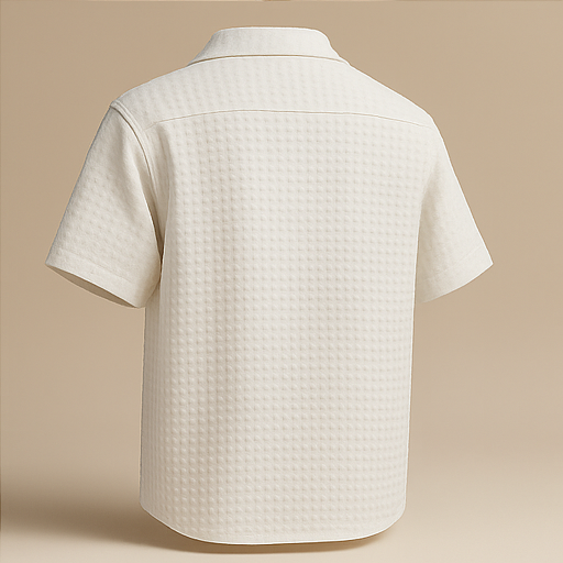 Textured Cuban Collar Shirt - White