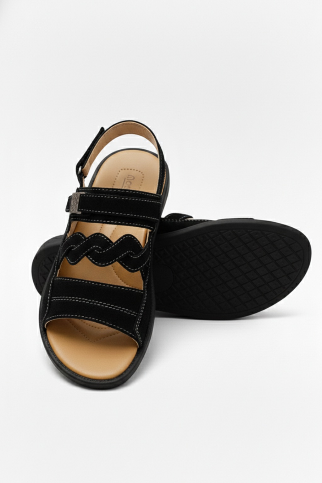 Crosslane Synthetic Suede Sandal - Rich Black