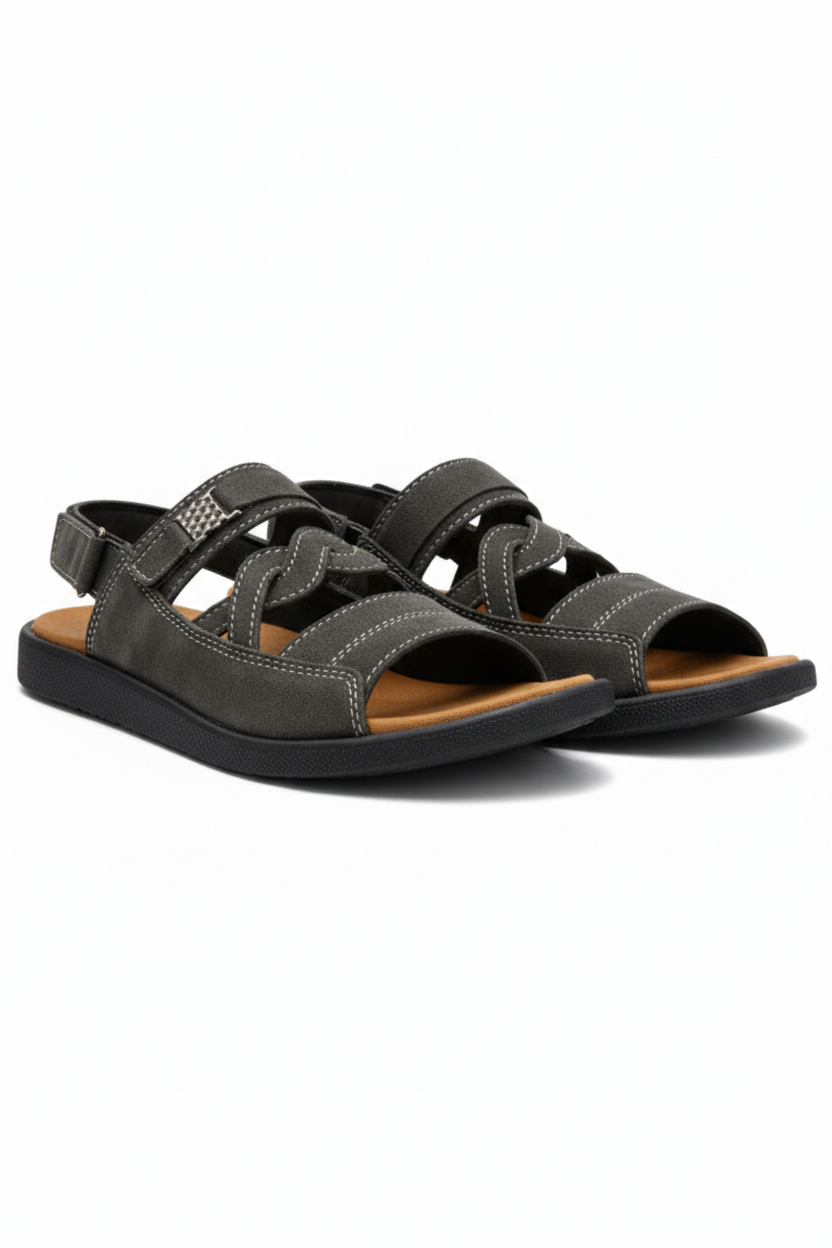 Crosslane Synthetic Suede Sandal - Charcoal
