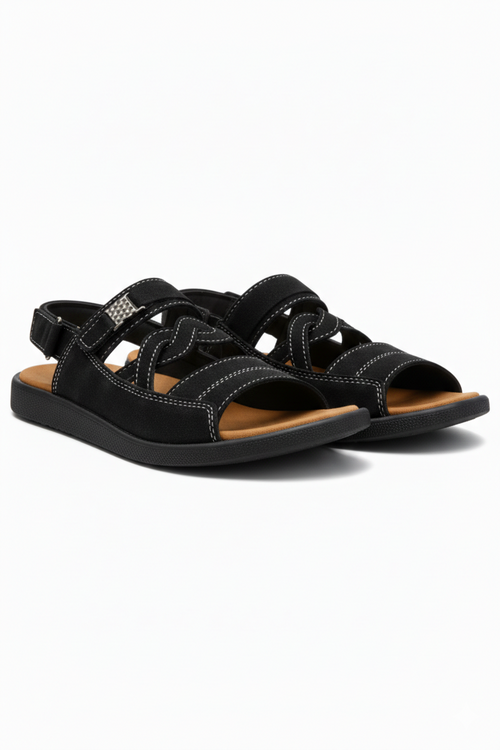 Crosslane Synthetic Suede Sandal - Rich Black