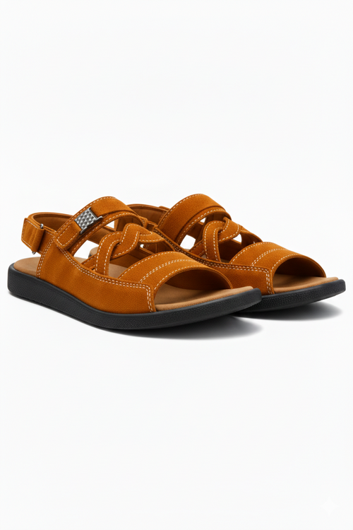 Crosslane Synthetic Suede Sandal - Mustard