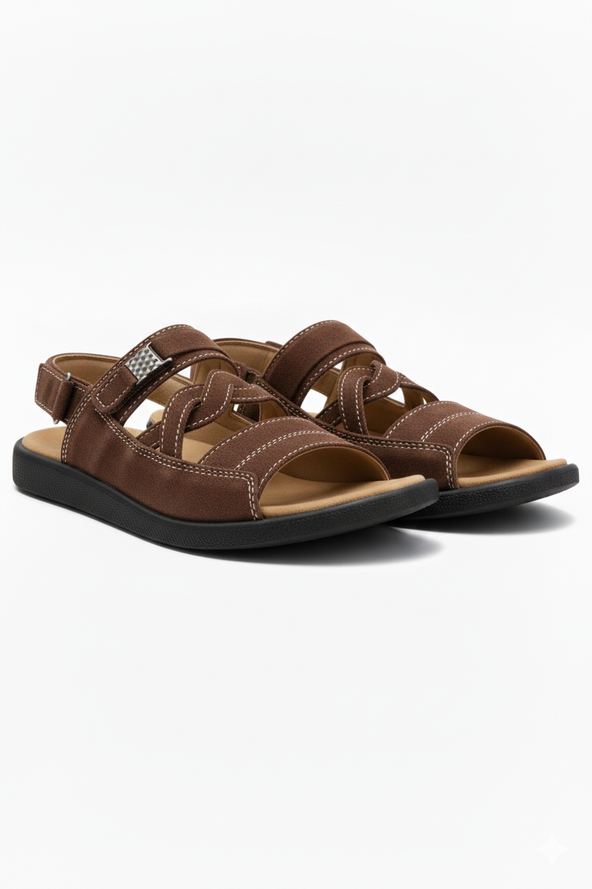 Crosslane Synthetic Suede Sandal - Dark Brown