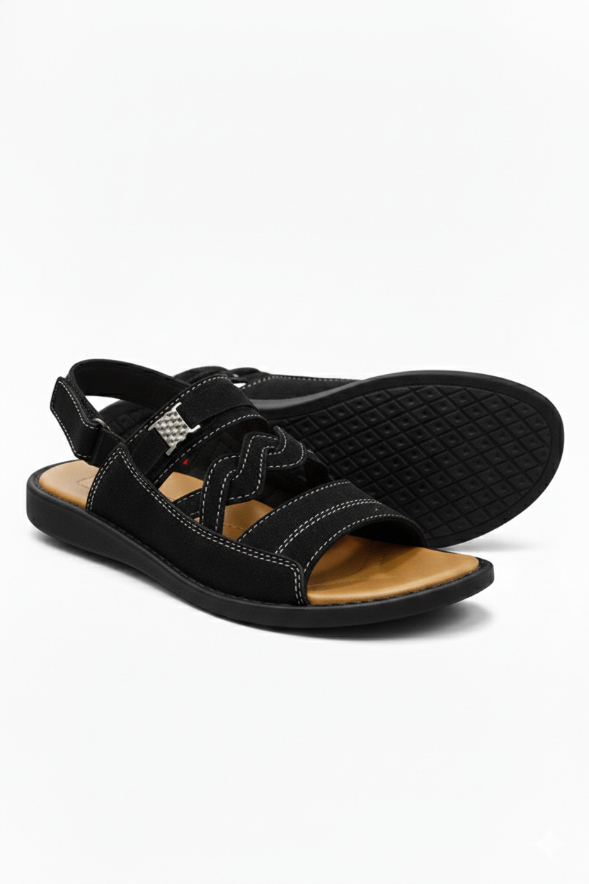 Crosslane Synthetic Suede Sandal - Rich Black