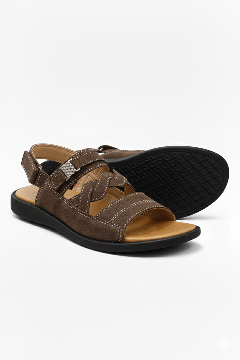 Crosslane Synthetic Suede Sandal - Dark Brown